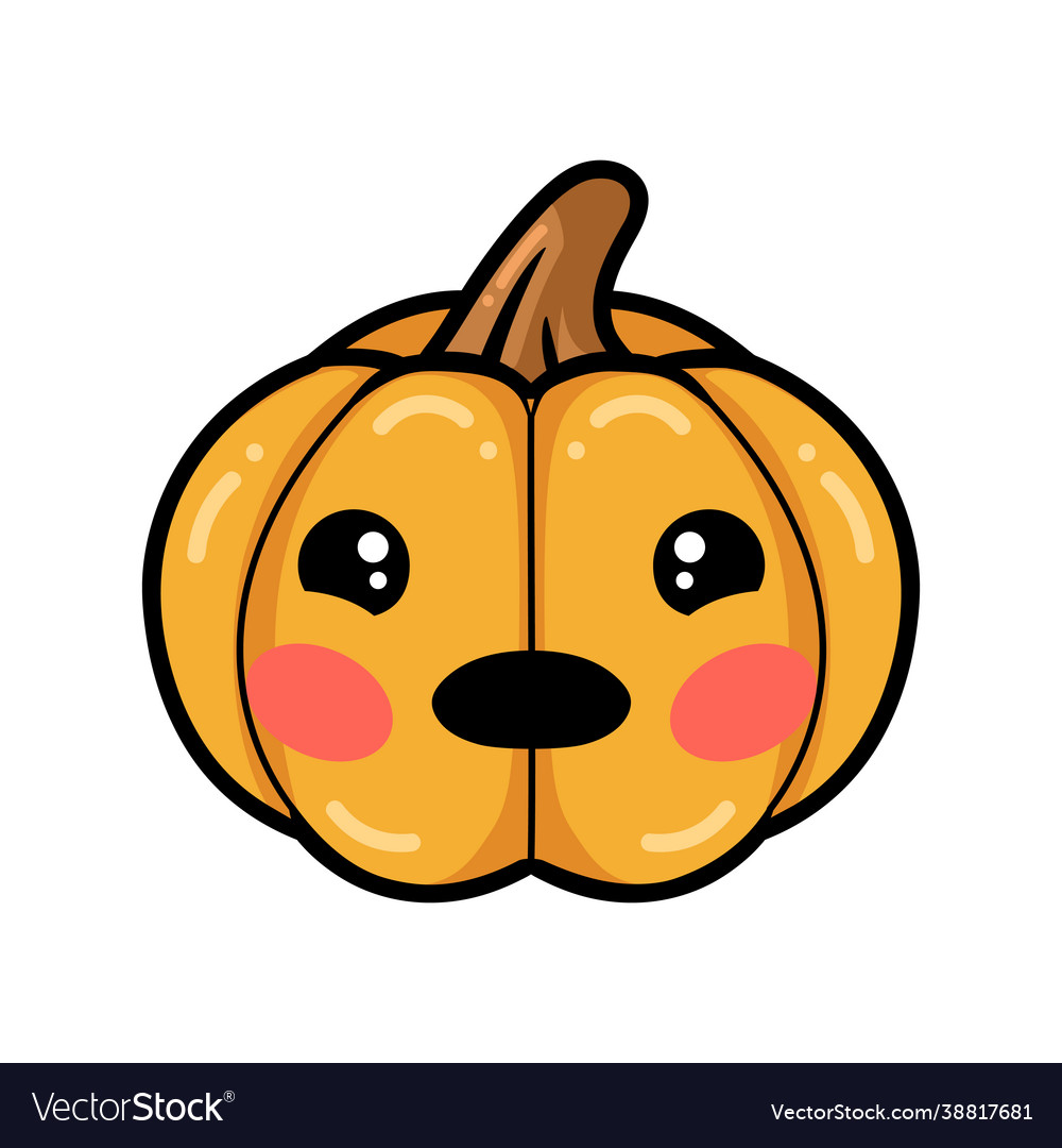 Cartoon Orange Pumpkin With Sad Face Expression Vector Image