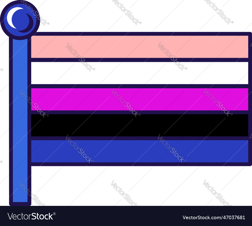 Outline Flagpole Flag Gender Fluid Pride Vector Image