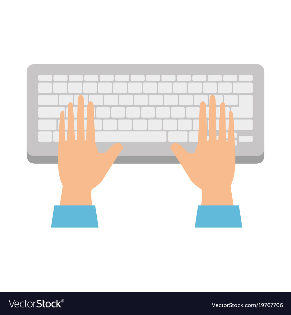 Computer Keyboard With Hands User Royalty Free Vector Image