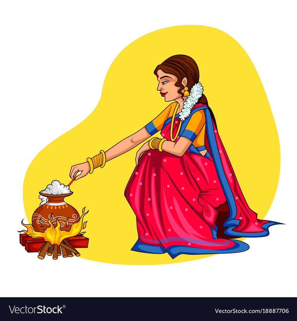 Happy Pongal Holiday Harvest Festival Tamil Vector Image