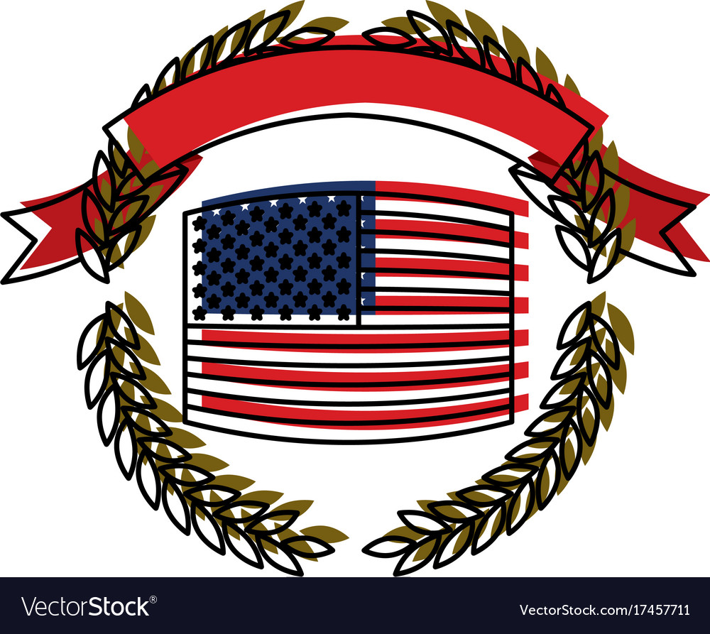 United States Flag Inside Of Circle Olive Vector Image