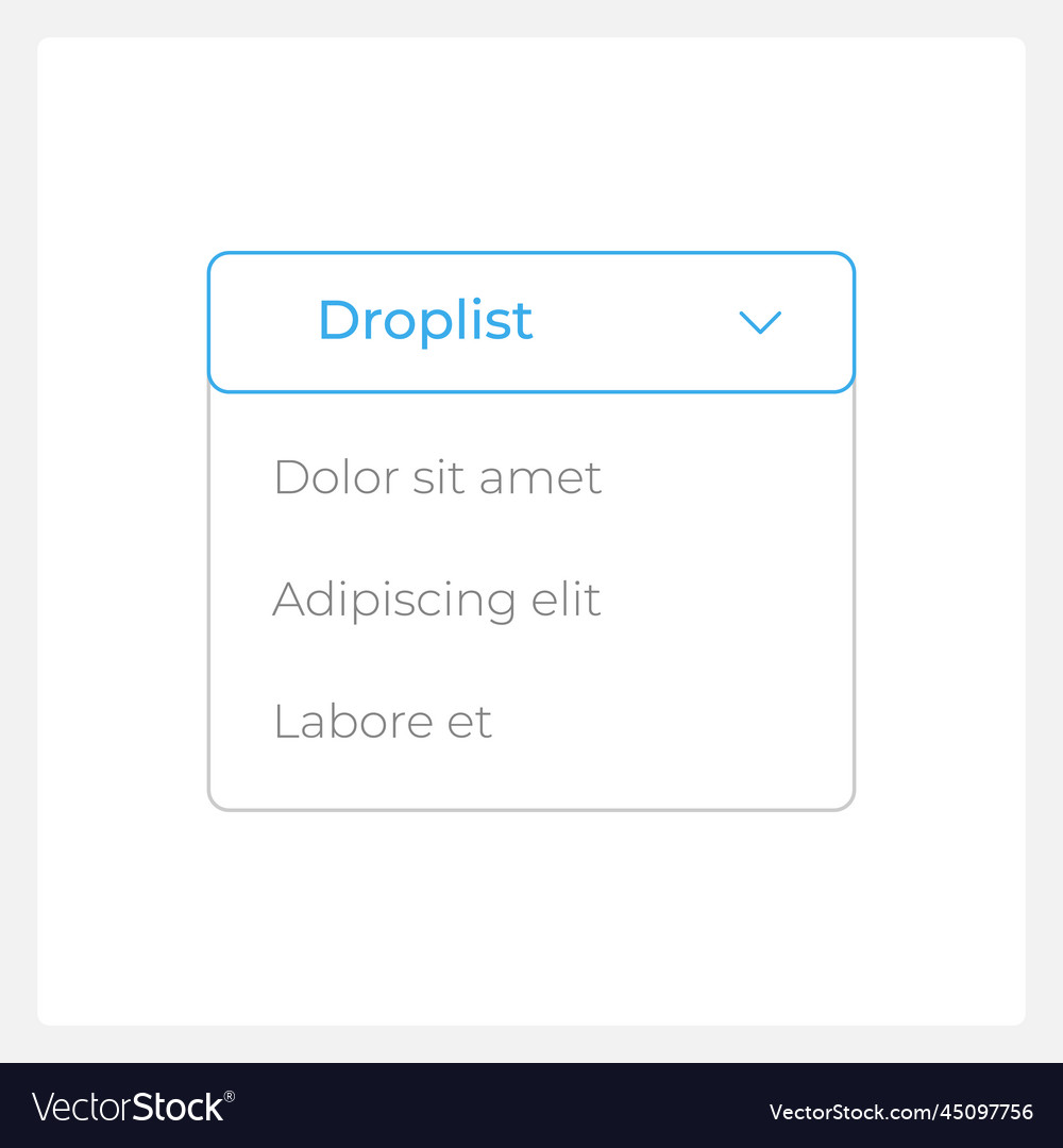 Activated Droplist Ui Element Template Royalty Free Vector