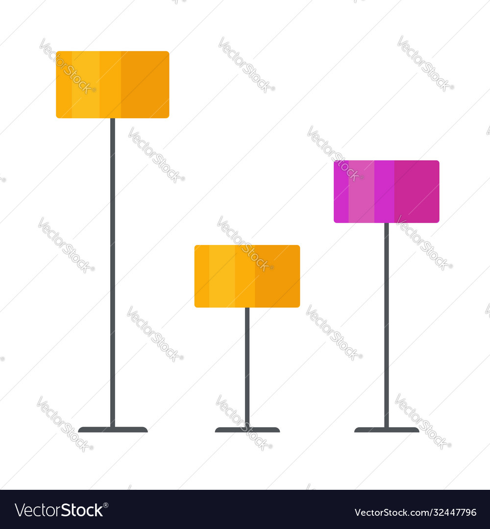 Floor Lamp Isolated Set Or Floorlamp Indoor Table Vector Image