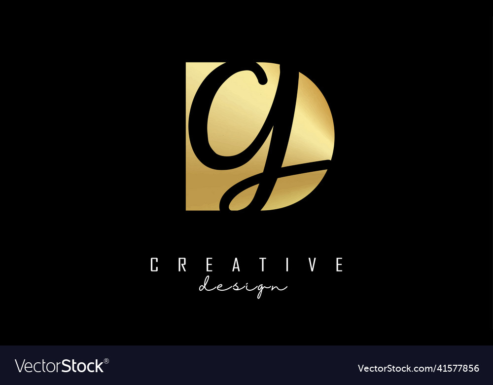 Golden Letters Dg Logo With A Minimalist Design Vector Image