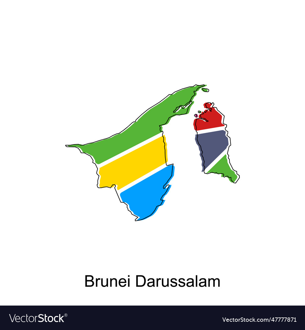 Map Of Brunei Darussalam Colorful Geometric Vector Image