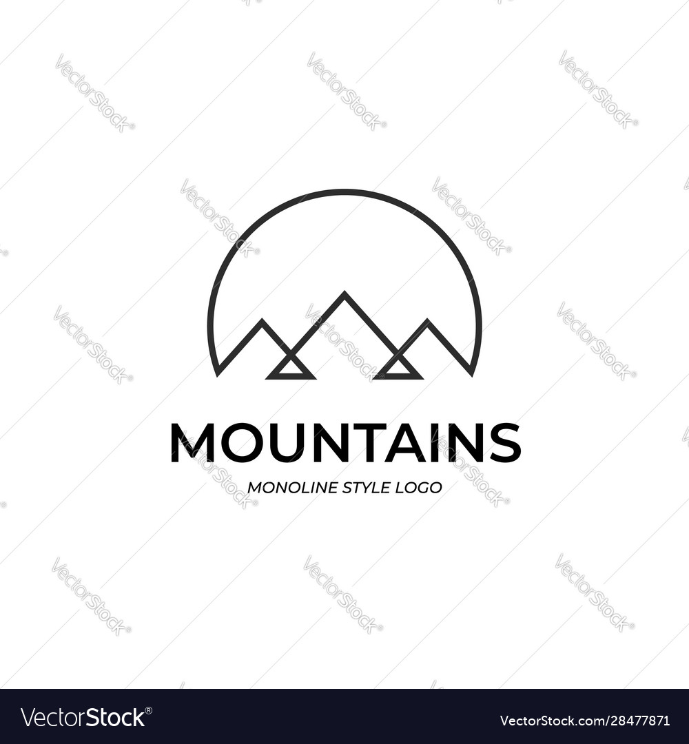 Simple Line Mountain Mountains Logo Monoline Vector Image