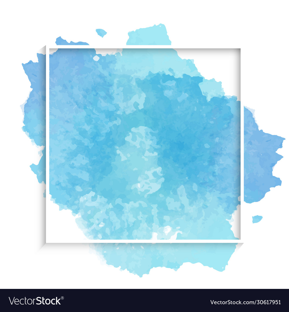 Simple Frame With Blue Watercolor Stain Royalty Free Vector