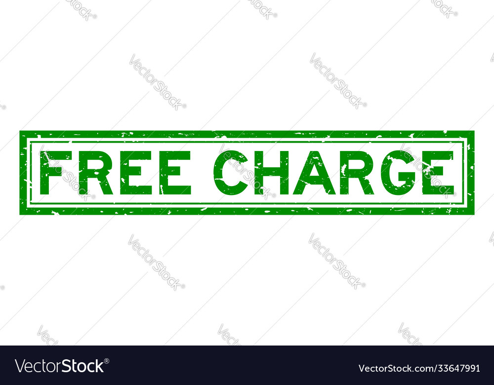 Grunge Green Free Charge Word Square Rubber Seal Vector Image