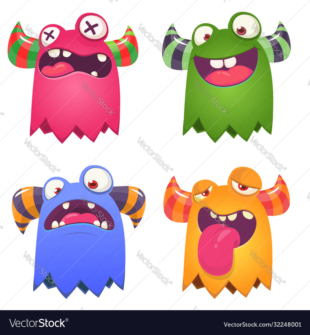 Funny Cartoon Monsters Set Halloween Royalty Free Vector