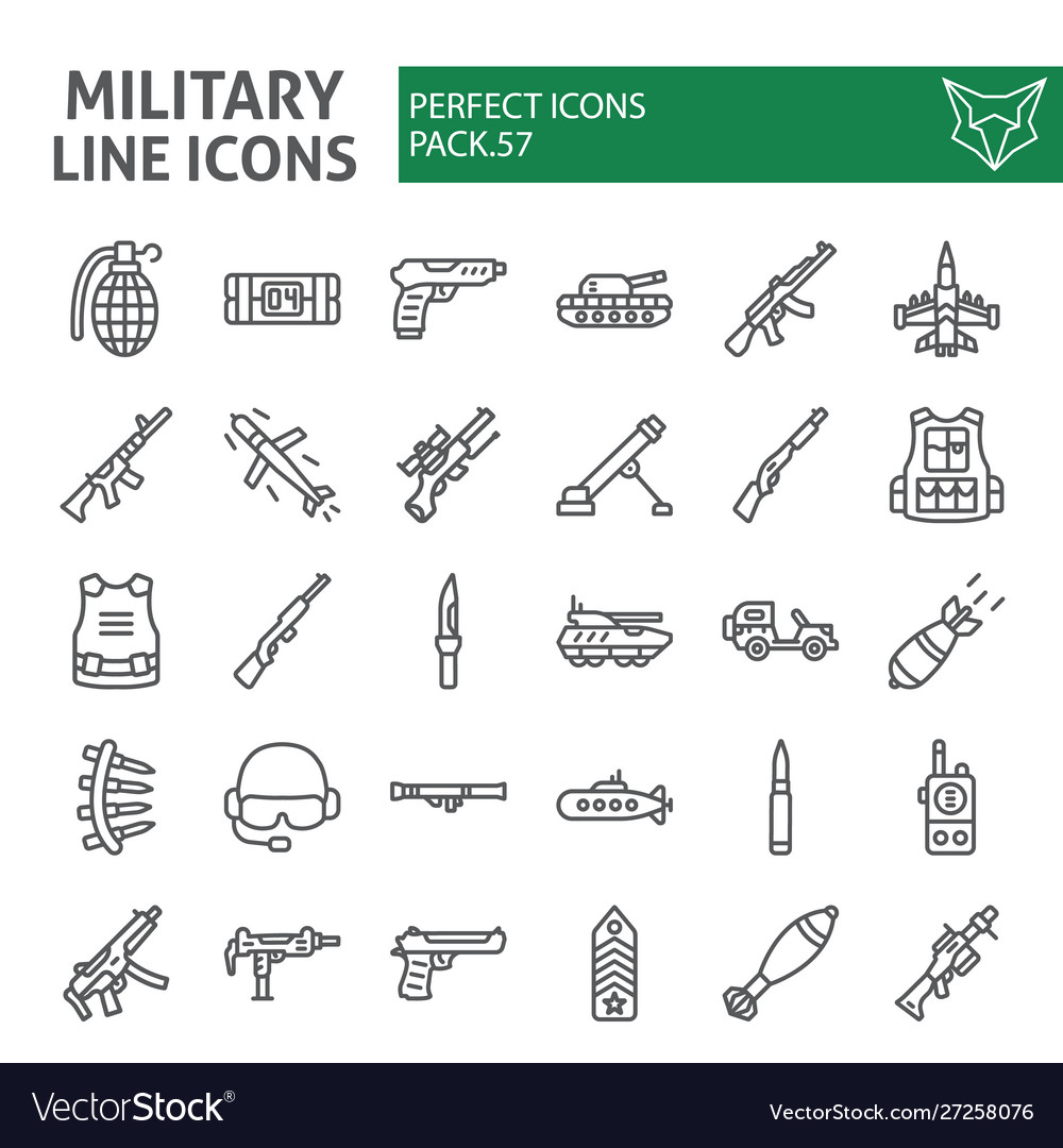 Military Line Icon Set War And Army Symbols Vector Image