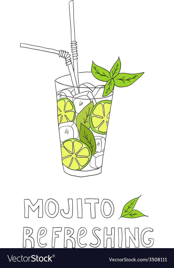 Hand Drawn Cocktail Mojito Royalty Free Vector Image