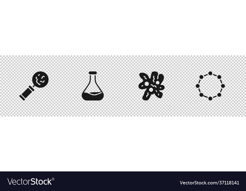 Set Microorganisms Under Magnifier Test Tube Vector Image