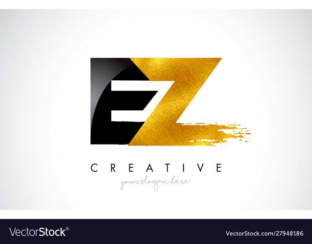 Ez Letter Design With Brush Stroke And Modern 3d Vector Image