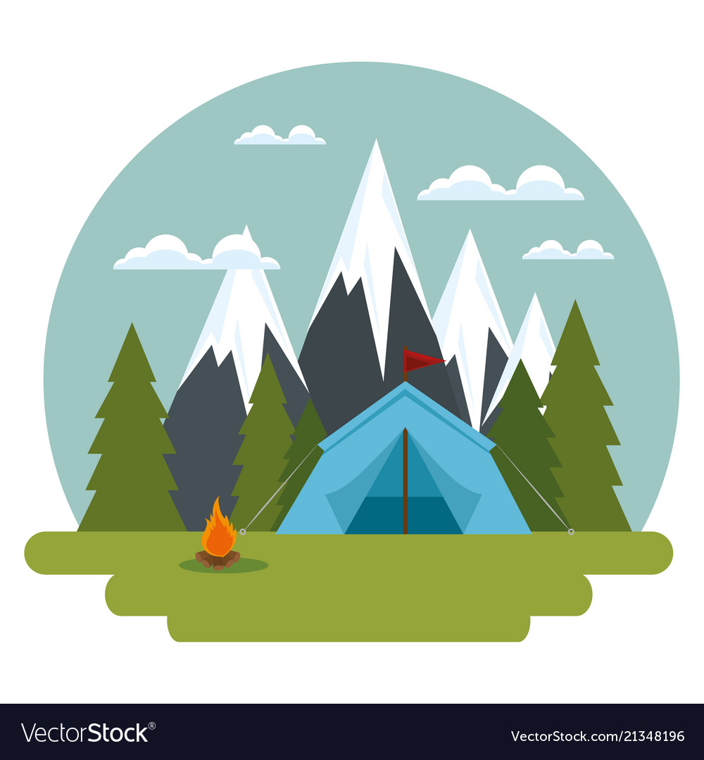 Camping Zone With Tent Scene Royalty Free Vector Image