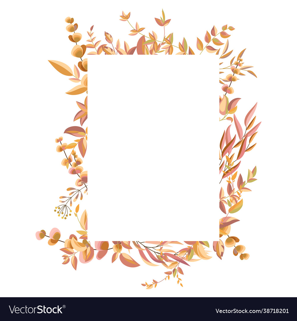 Square Frame With Autumn Leaves And Branches Vector Image