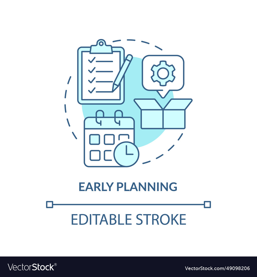 D Simple Thin Linear Blue Early Planning Icon Vector Image