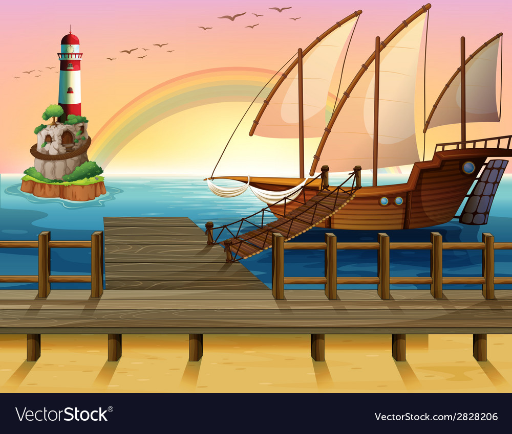 Boat And Pier Royalty Free Vector Image VectorStock