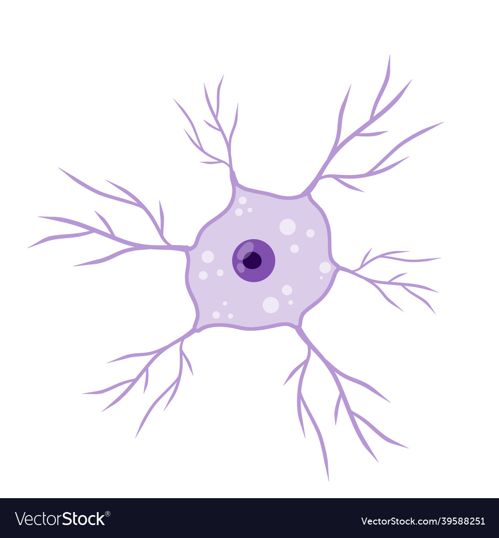 Blue Neuron Cell Brain Activity And Dendrites Vector Image