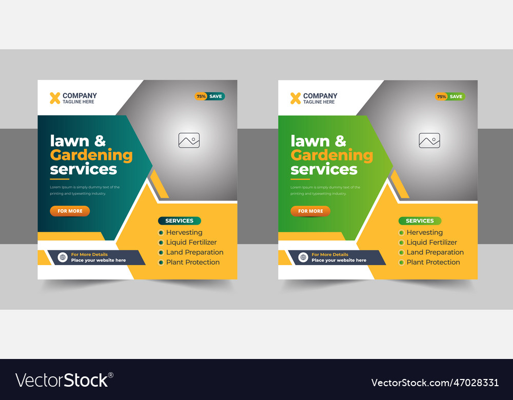 Lawn Care And Gardening Service Social Media Post Vector Image