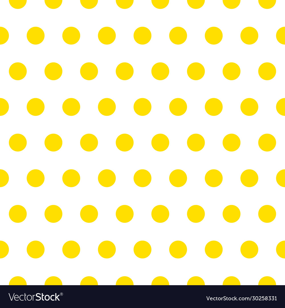 Yellow Retro Polka Dot Pattern On White Background