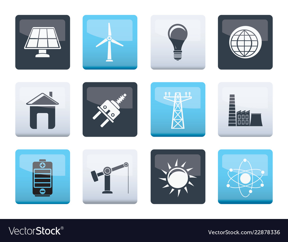 Power Energy And Electricity Icons Royalty Free Vector Image