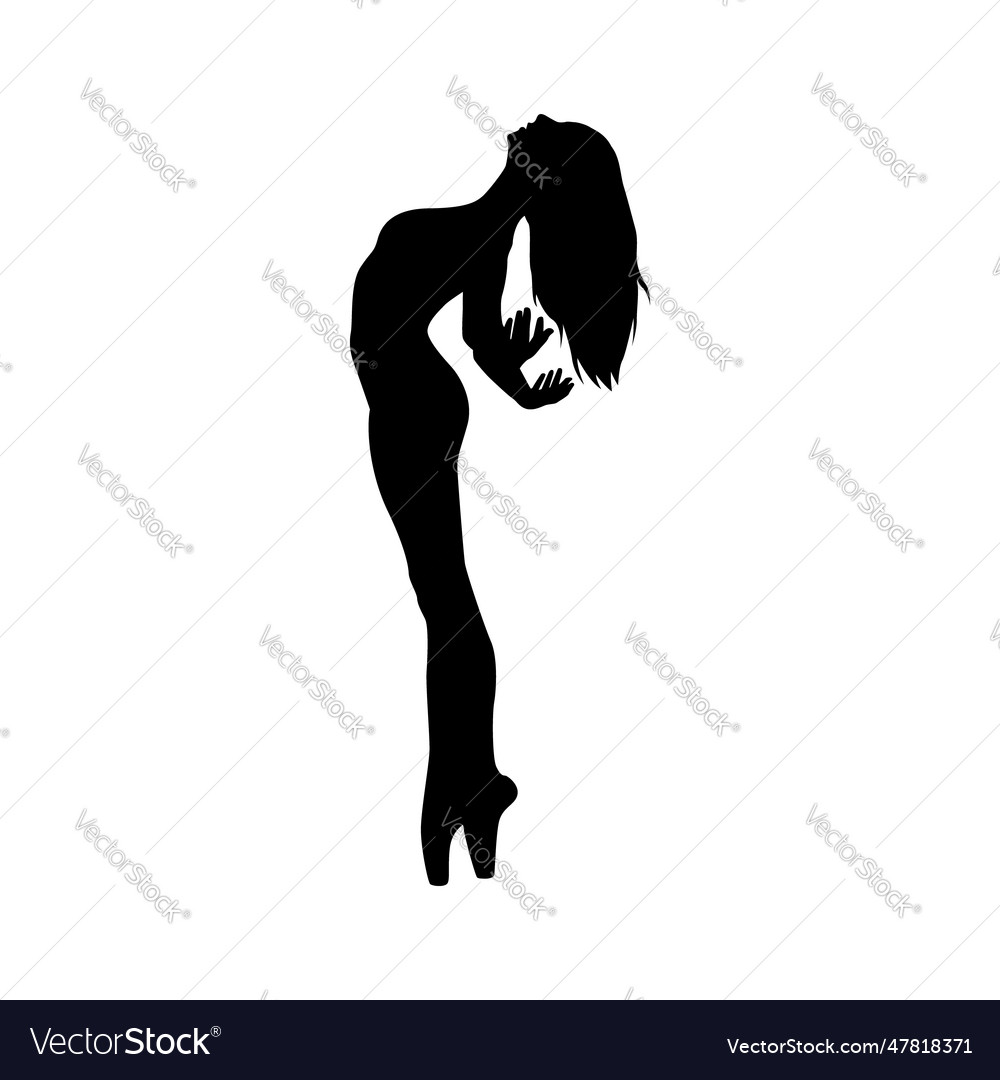 Dancer Woman Silhouette Black And White Royalty Free Vector