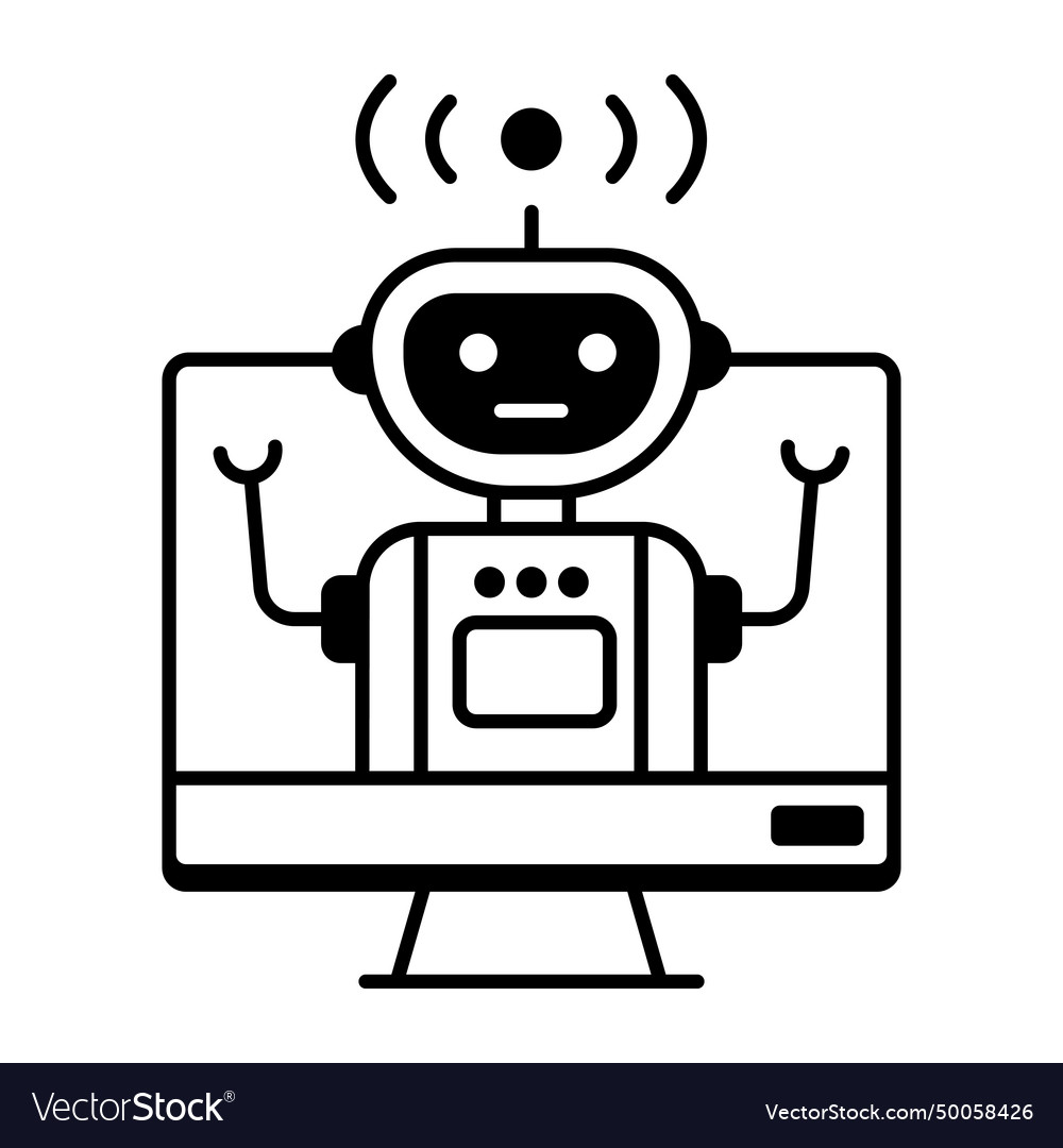 Artificial Intelligence Linear Icon Royalty Free Vector