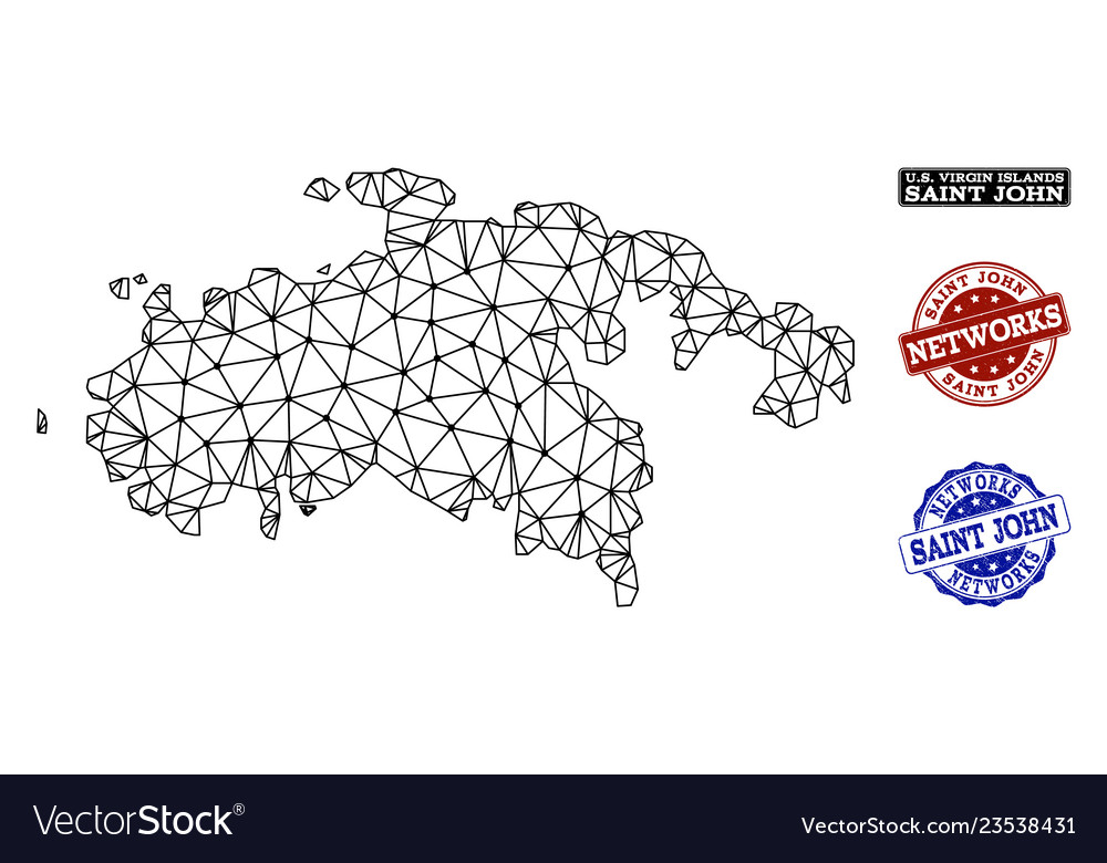 Polygonal Network Mesh Map Of Saint John Vector Image