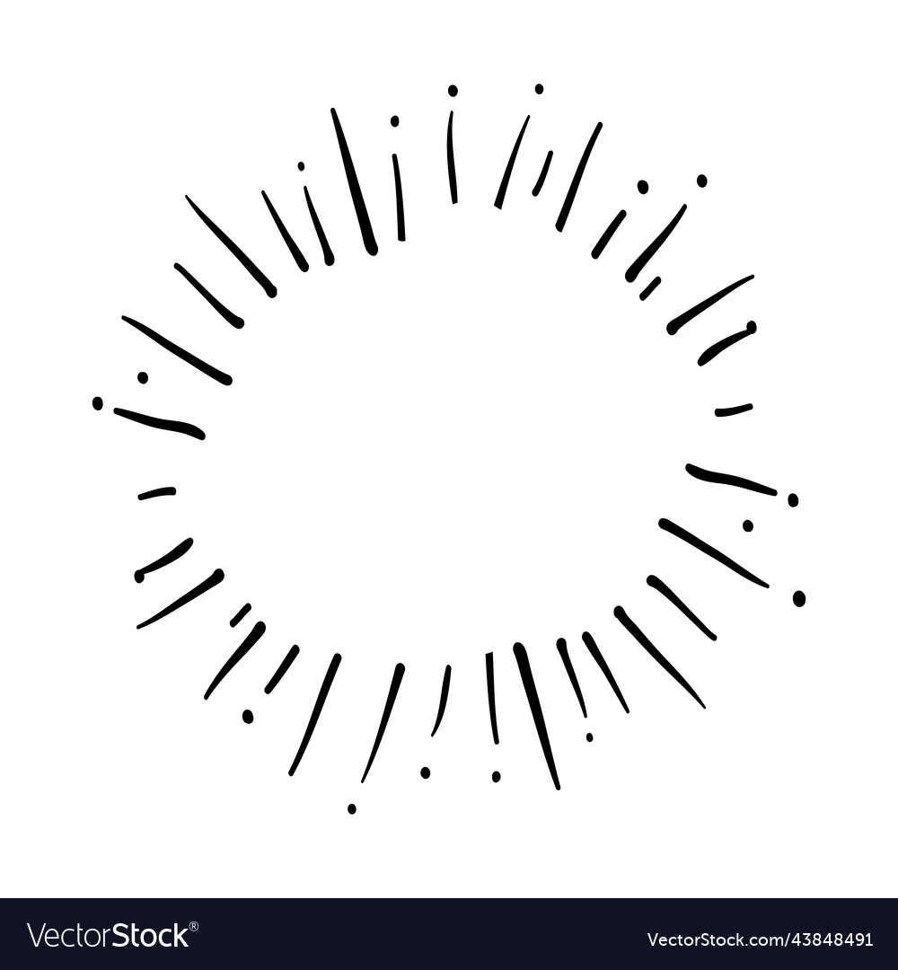 Outline Drawing Of Rays The Sun In Vintage Vector Image