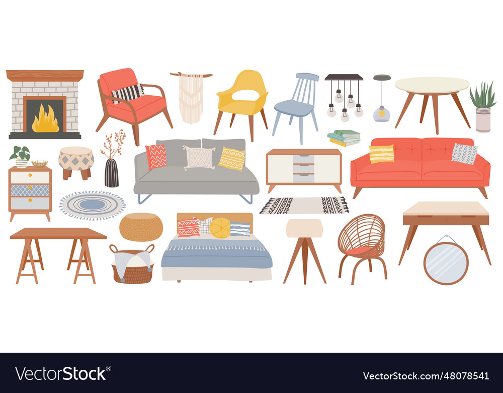 Hygge Furniture For Home Cozy Interior Decor Vector Image