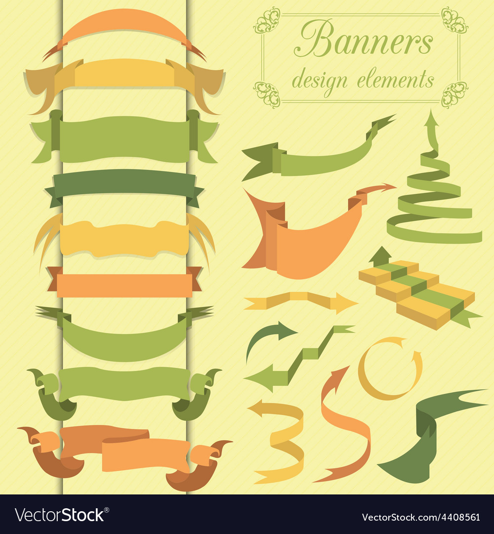 Set Of Retro Ribbons And Arrows Banner Royalty Free Vector