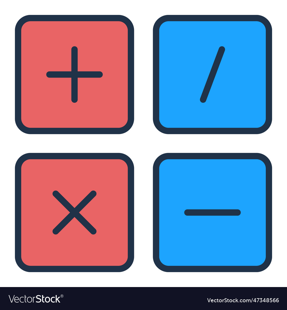 Basic Math Symbols Mathematics Concept Colored Vector Image