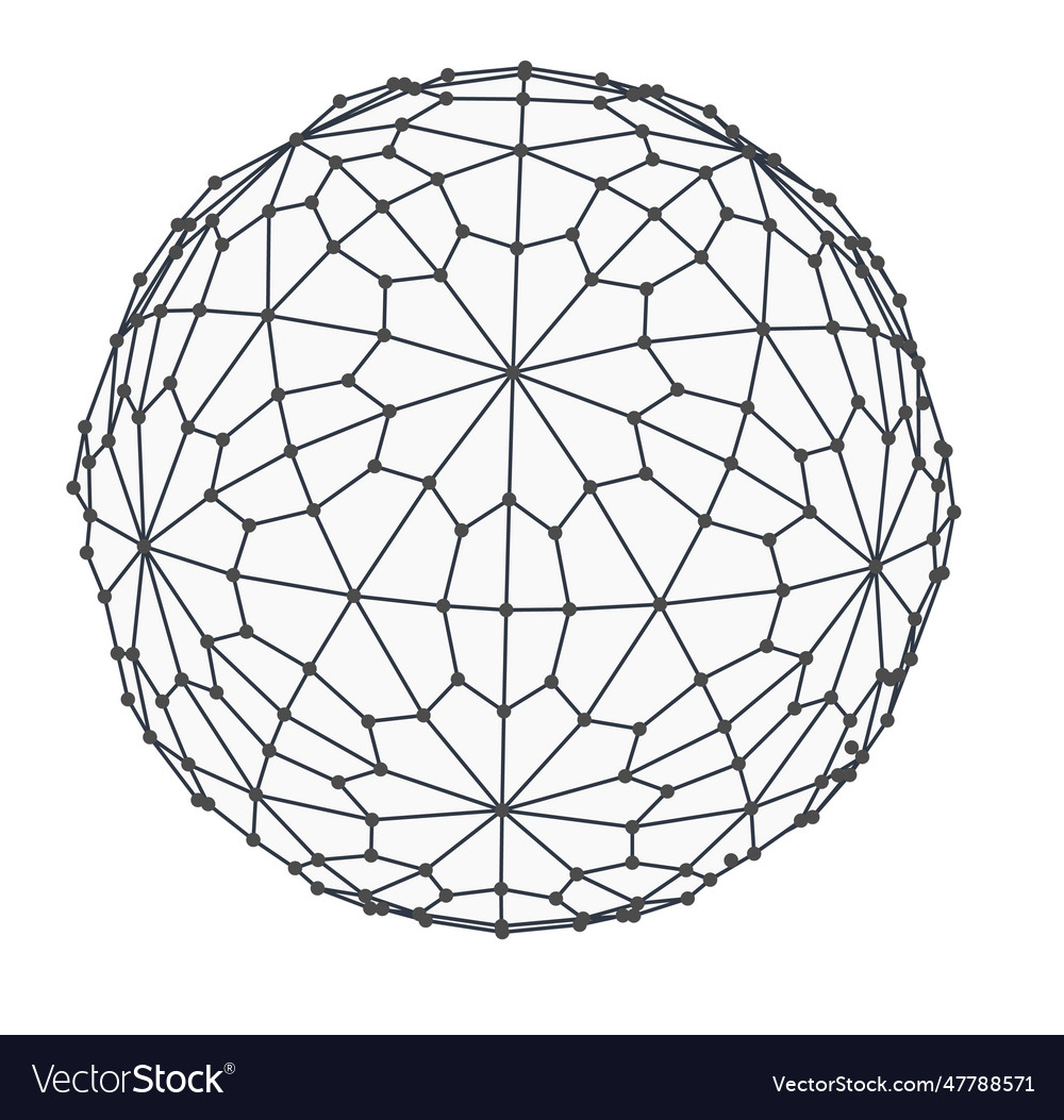 Wireframe Sphere Globe Isolated On White Vector Image