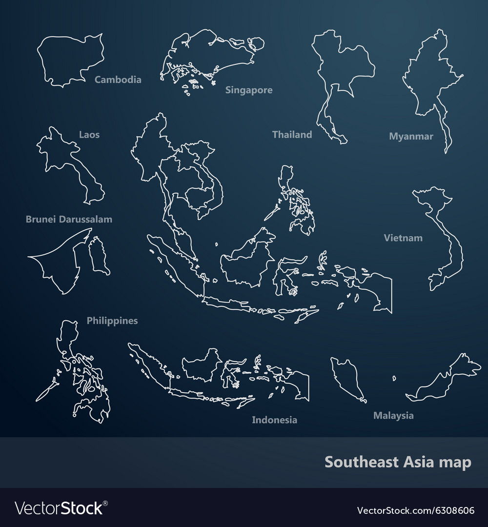 Southeast Asia Map Royalty Free Vector Image Vectorstock