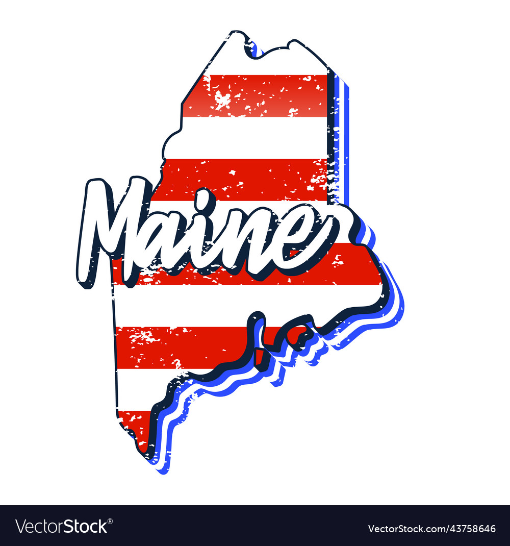 American Flag In Maine State Map Grunge Style Vector Image