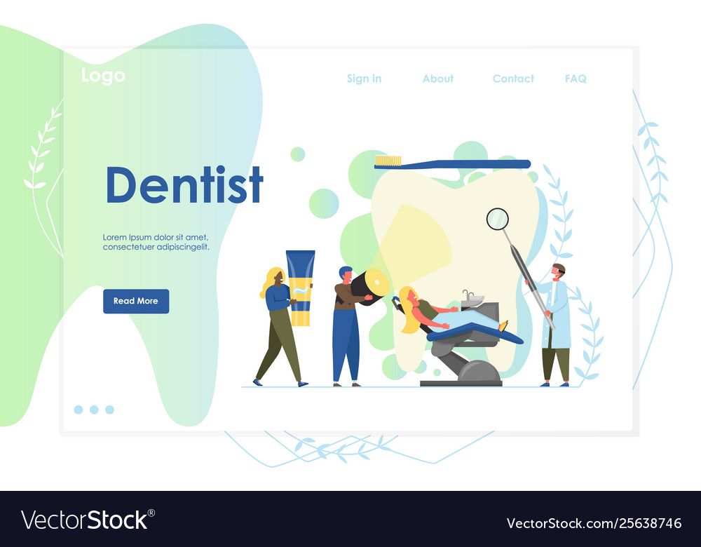 Zahnarzt Webseite Landing Page Design Lizenzfreier Vektor