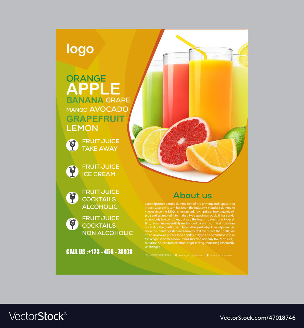 Fruit Juice Shop Flyer Template Royalty Free Vector Image