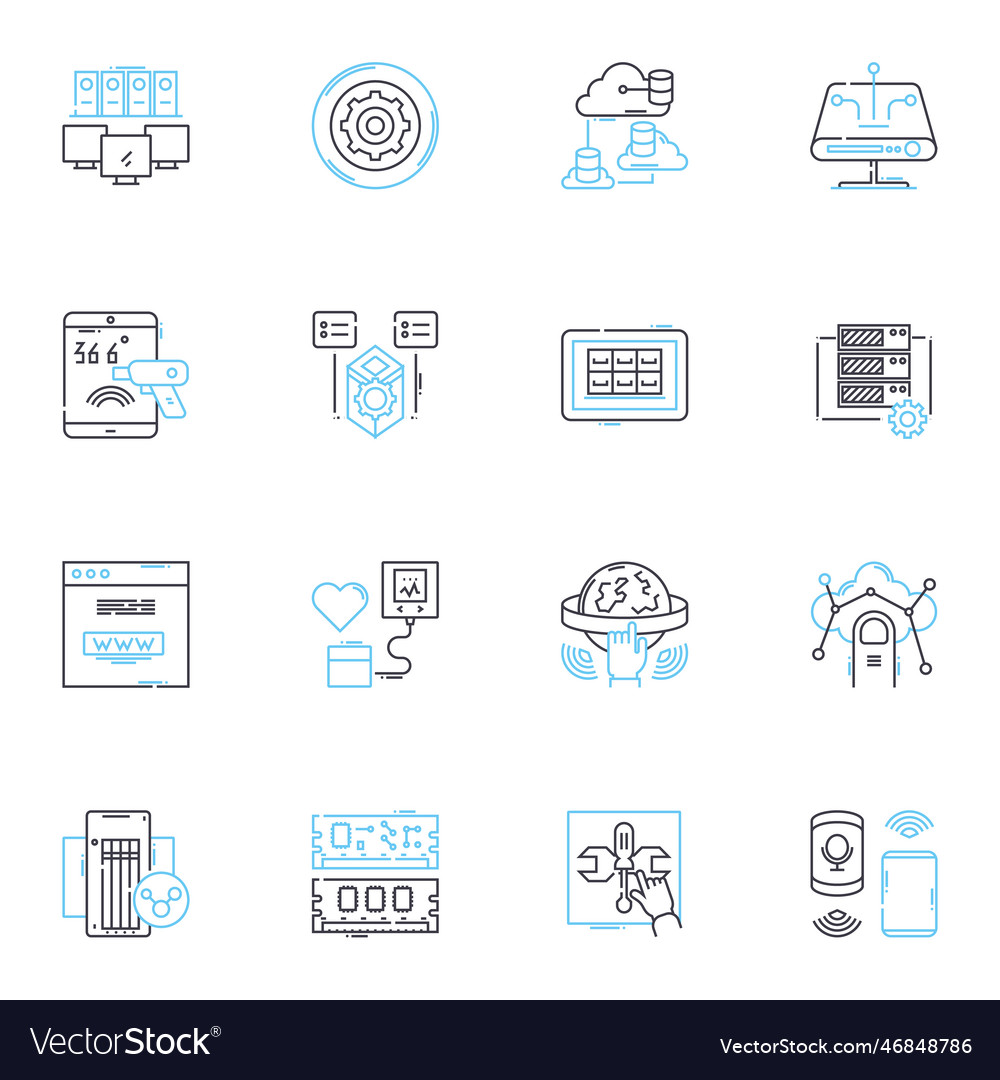 Cyber Security Linear Icons Set Encryption Vector Image