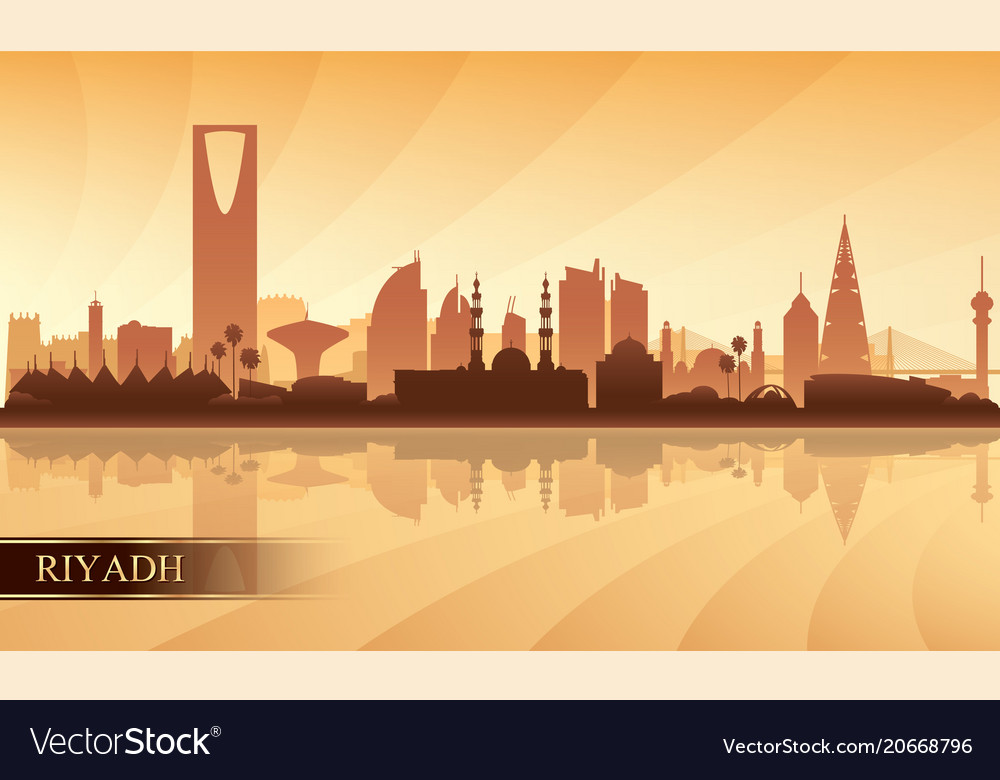 Riyadh City Skyline Silhouette Background Vector Image