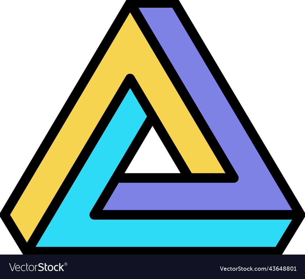 Penrose Impossible Geometric Shape Color Icon Vector Image