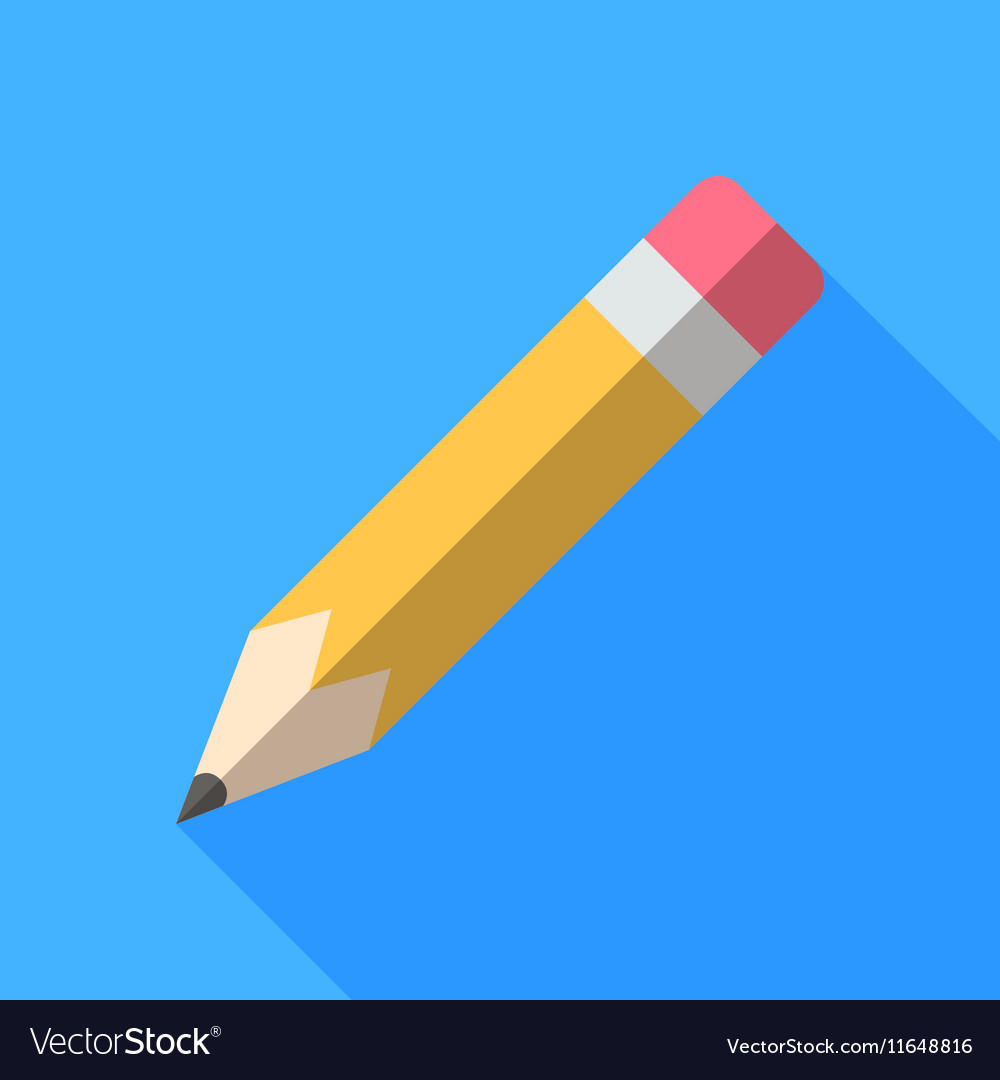 Colorful Pencil Icon In Modern Flat Style Vector Image