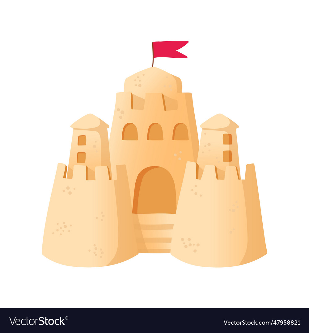 Sandcastle Cartoon Style On Royalty Free Vector Image