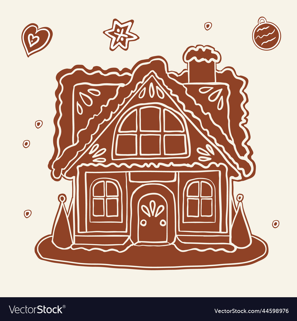 Gingerbread House For Christmas Cute Handmade Vector Image