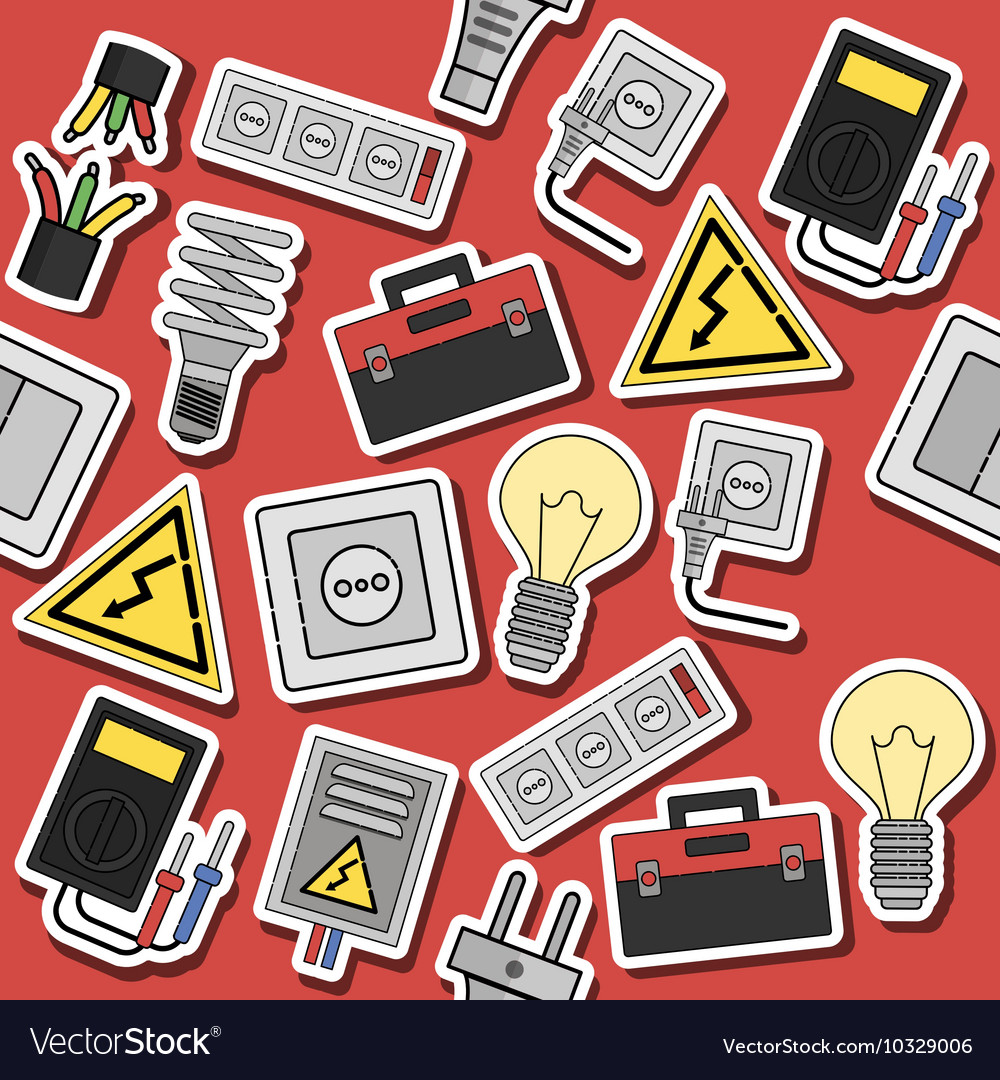 Electricity Flat Icons Collage Royalty Free Vector Image