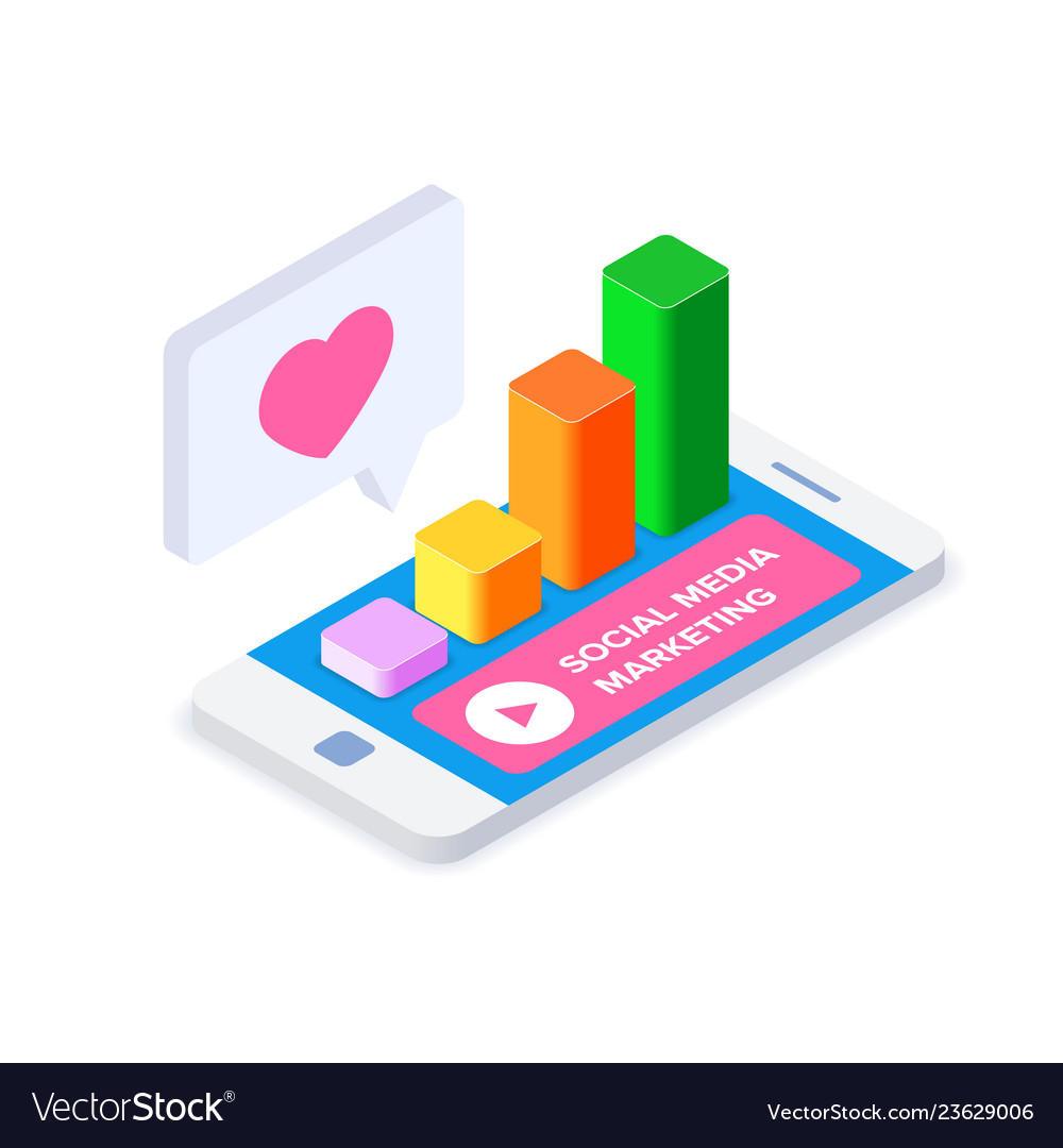 Isometric Concept Of Digital Marketing Or Social Vector Image