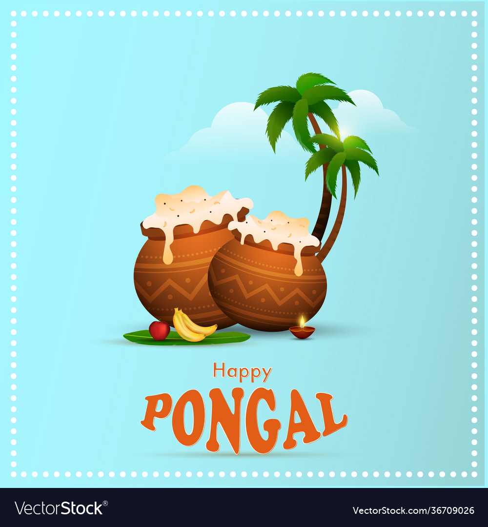 Happy Pongal Celebration Concept With Traditional Vector Image