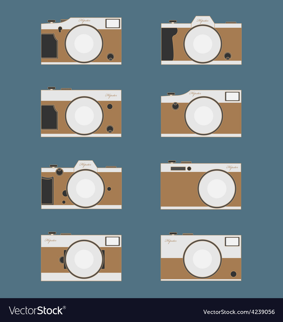 Set Of Vintage Camera Flat Design Royalty Free Vector Image