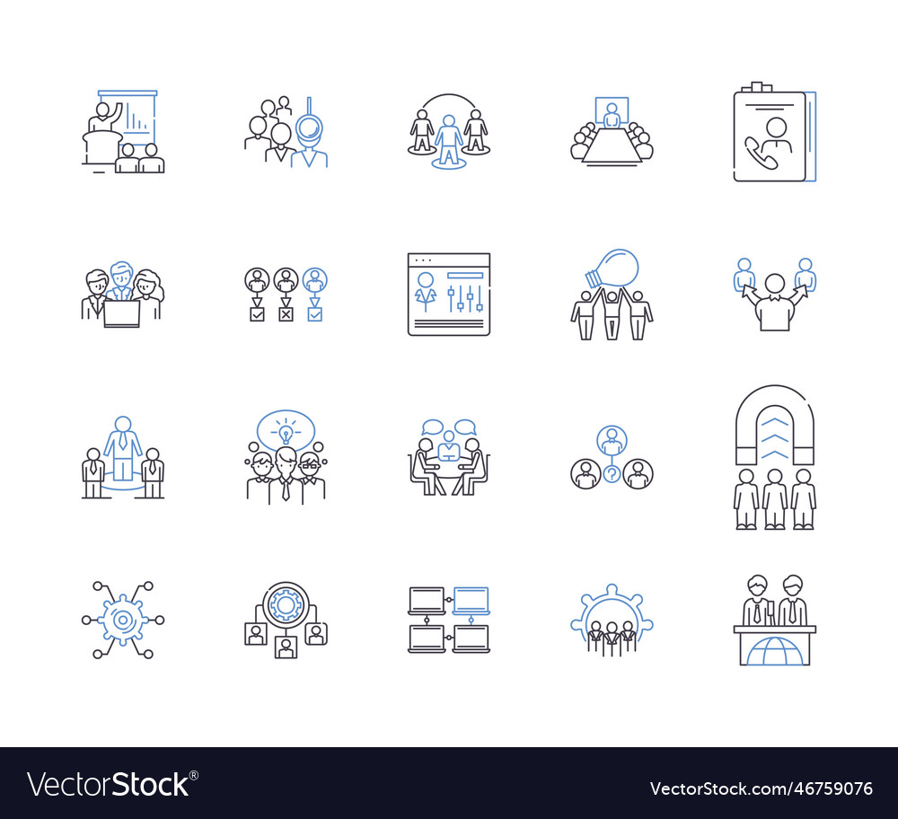 Ceo Conference Outline Icons Collection Royalty Free Vector