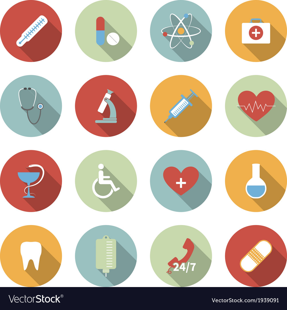 Medical Flat Icons Set Royalty Free Vector Image