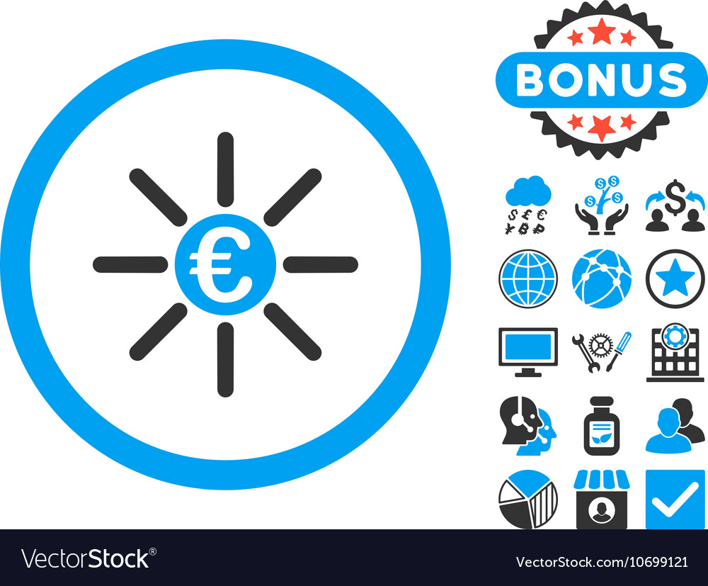 Euro Distribution Flat Icon With Bonus Royalty Free Vector